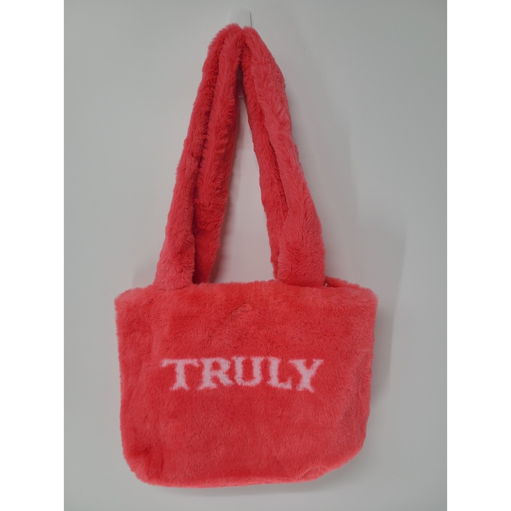 TRULY Fuzzy Faux Fur Bag‎ Pink Top Handles Bag Cosmetics Travel Y2K